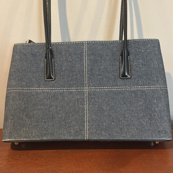 Kate Spade denim and black old school style stiff handled first handbag - Picture 7 of 16